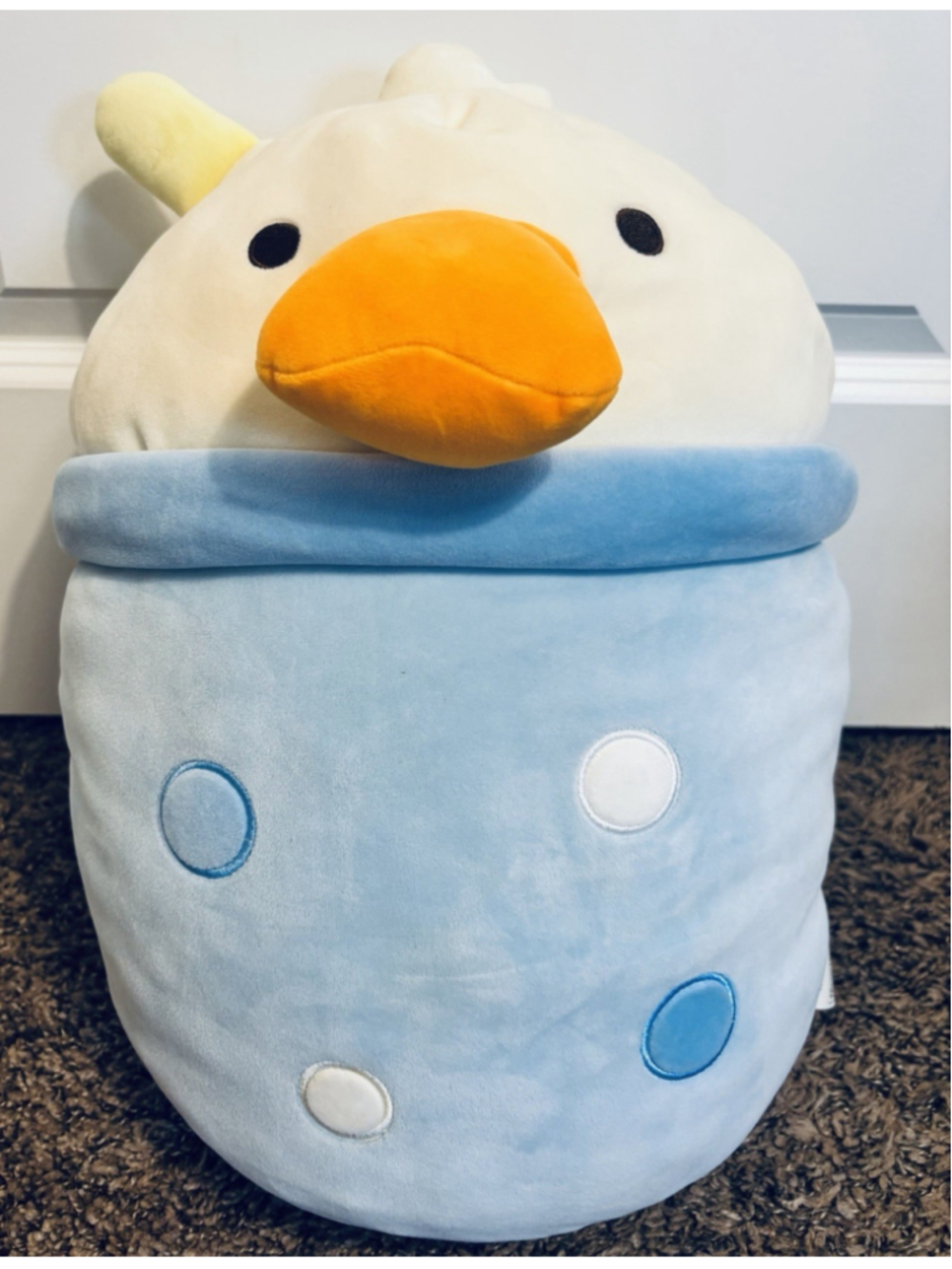 Miniso Diving Ducks Plush Large Yellow Blue Polka Dot Kawaii Stuffed Toy
